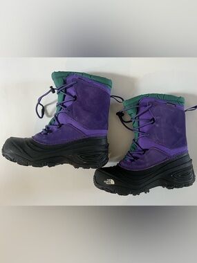 The North Face Kids Snow Boots Waterproof Purple Green Insulated Winter Size 3